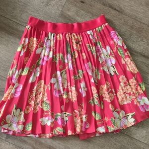 Express Pink Pleated Skater Mini Skirt